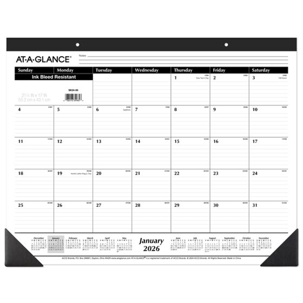 At A Glance, Calendars, Art & School, 22"x17", 2026, Monthly, Desk Pad, 836318